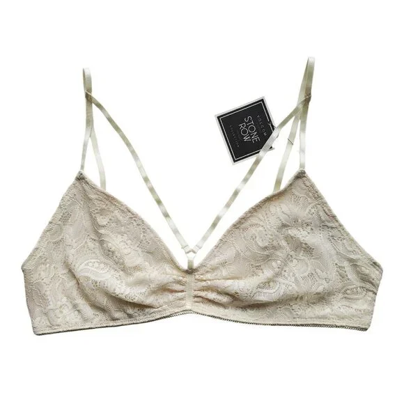 NWT VOLCOM Strappy Lace Bralette Stone Row Collection Stoned Rose (Off White) M - Picture 9 of 16